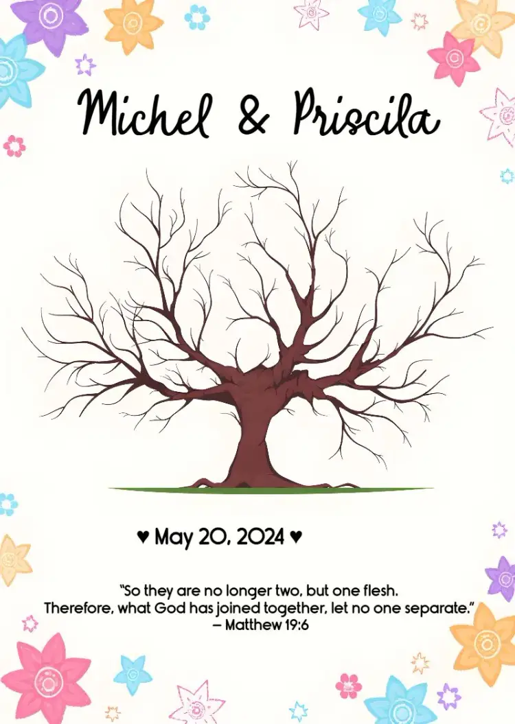 White Wedding Fingerprint Tree invitation