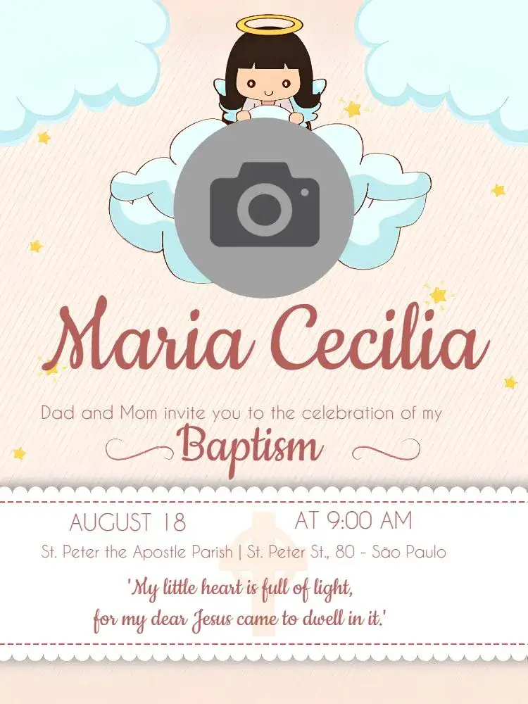 Invitation Baptism With Church Photo – Baptism theme delicate, classic, modern, elegant, pastel, religious