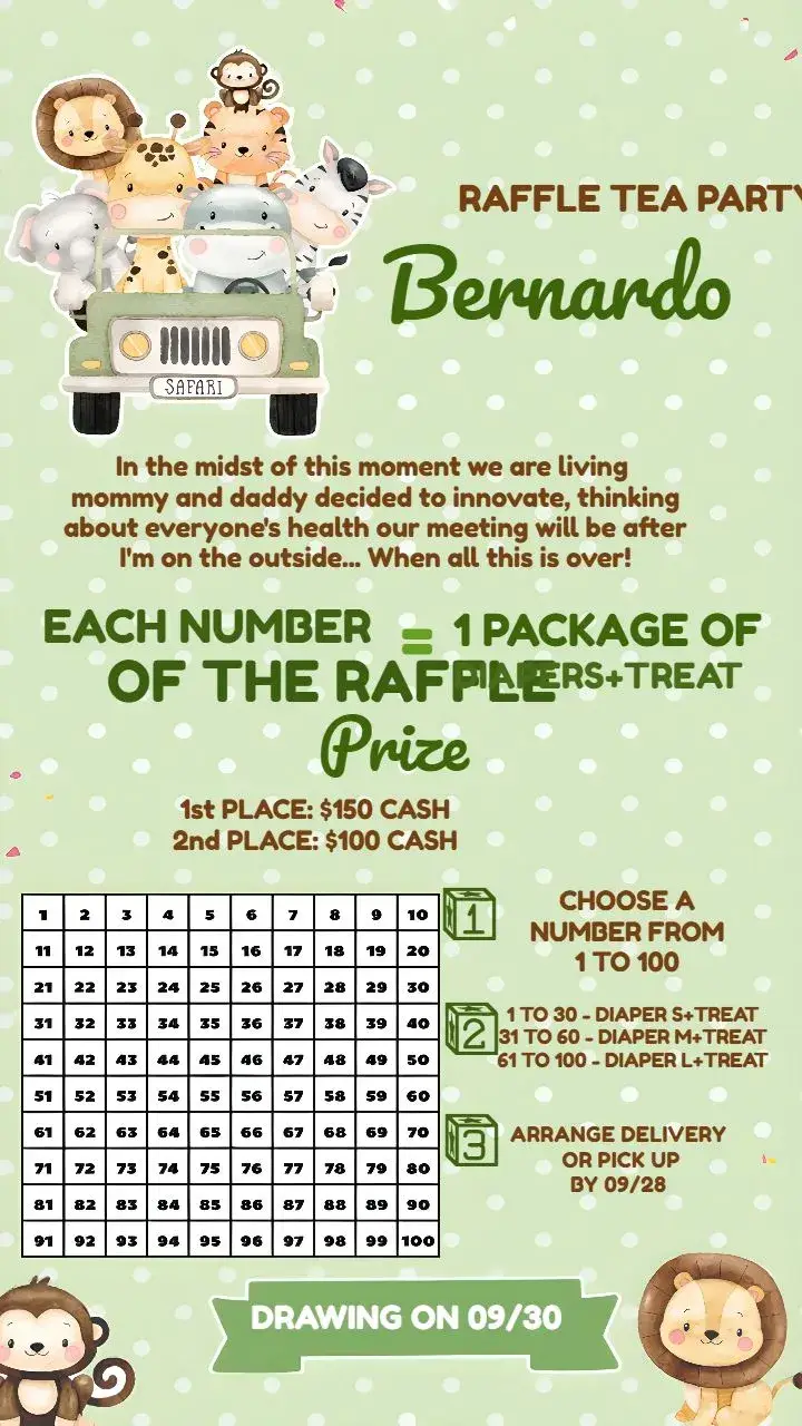 Invite White Safari Raffle Tea editable and customizable