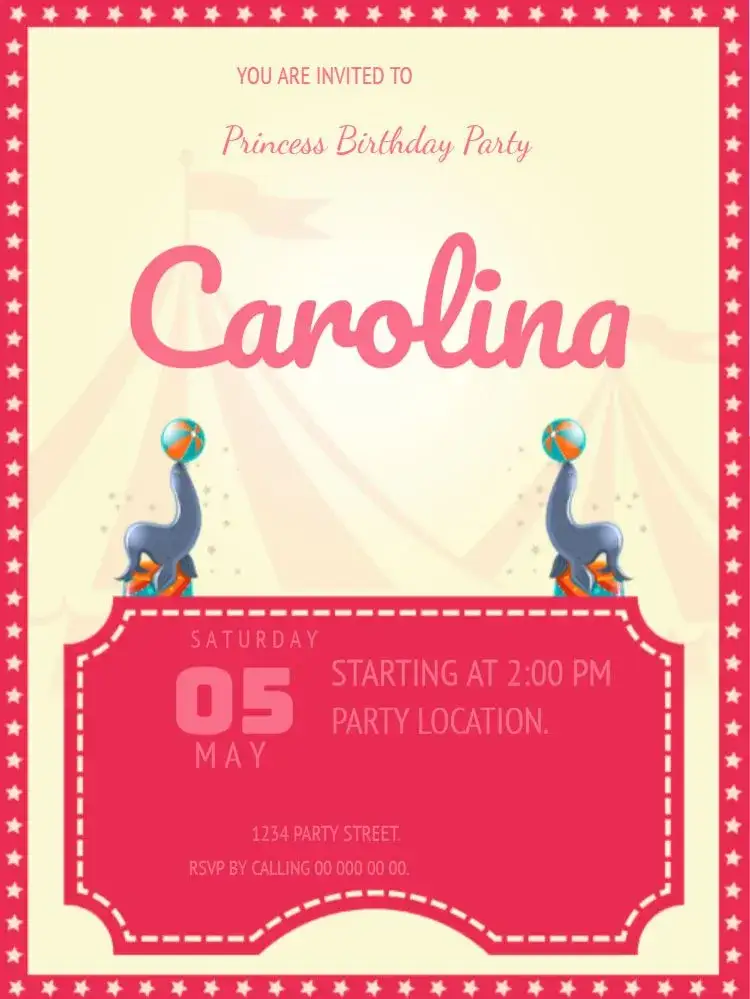 Invitation Princess Celebration – Kids' Birthday Party theme pink, delicate, princess, crown, childish, magical