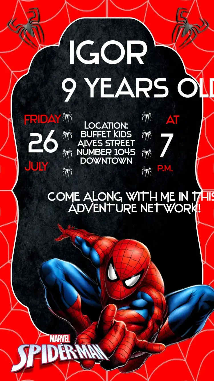 Invite Spider-Man editable and customizable