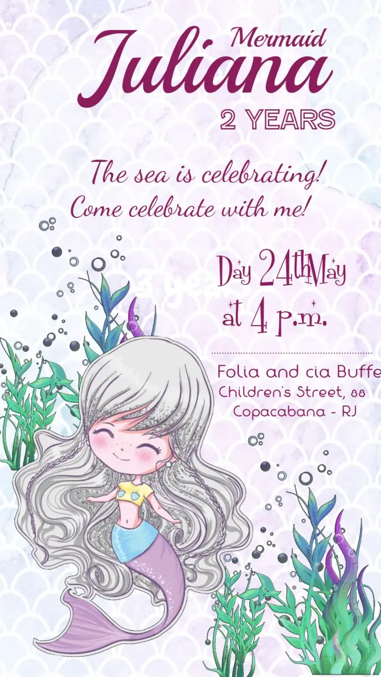 Mermaid Under the Sea Purple invitation