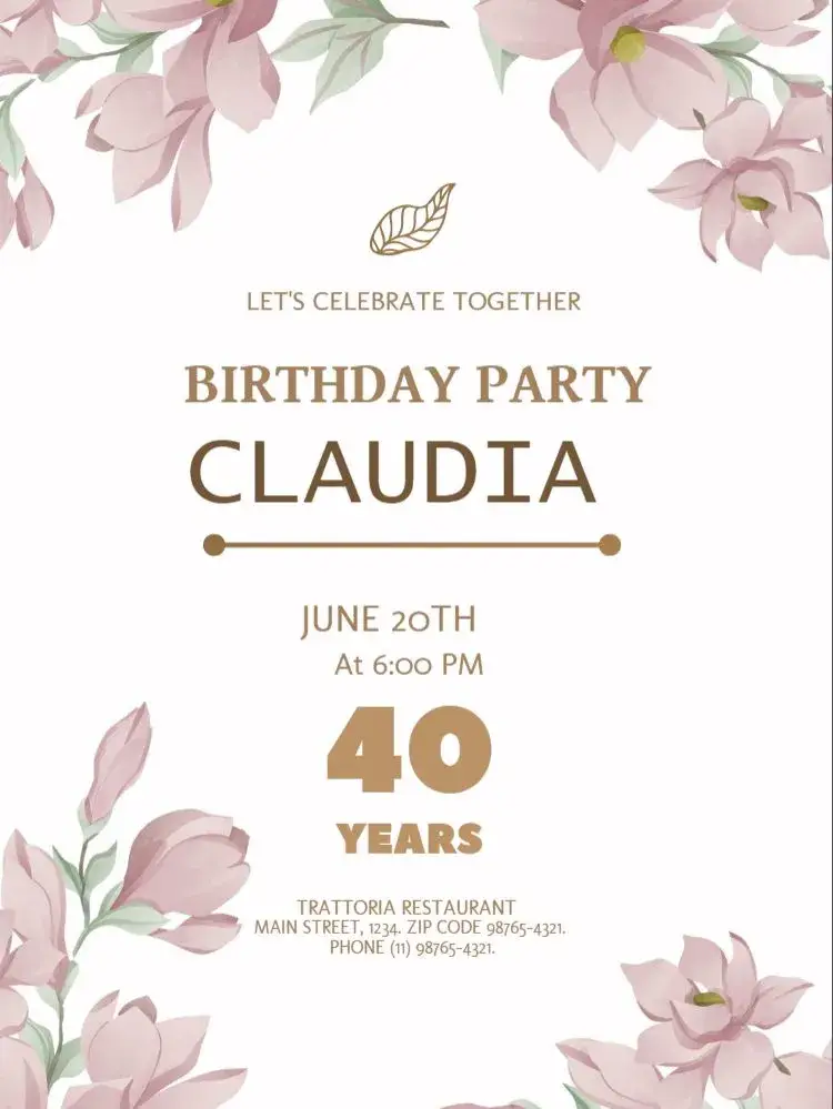 40 Years Elegant Golden invitation