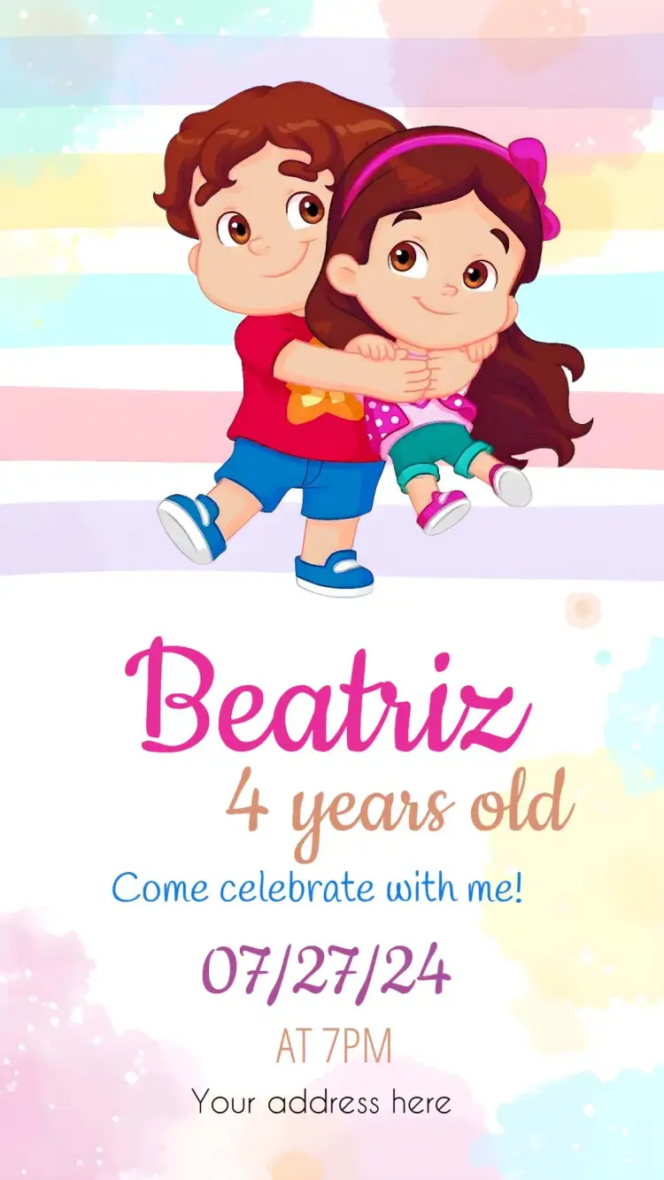 Invitation Maria Clara And Jp Colorful – Commemorative Dates theme colorful, fun-filled, childish, cheerful, vibrant