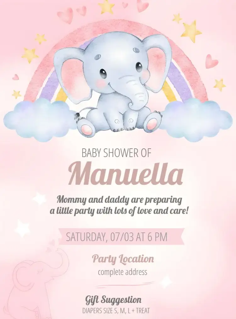 Elephant Baby Shower invitation