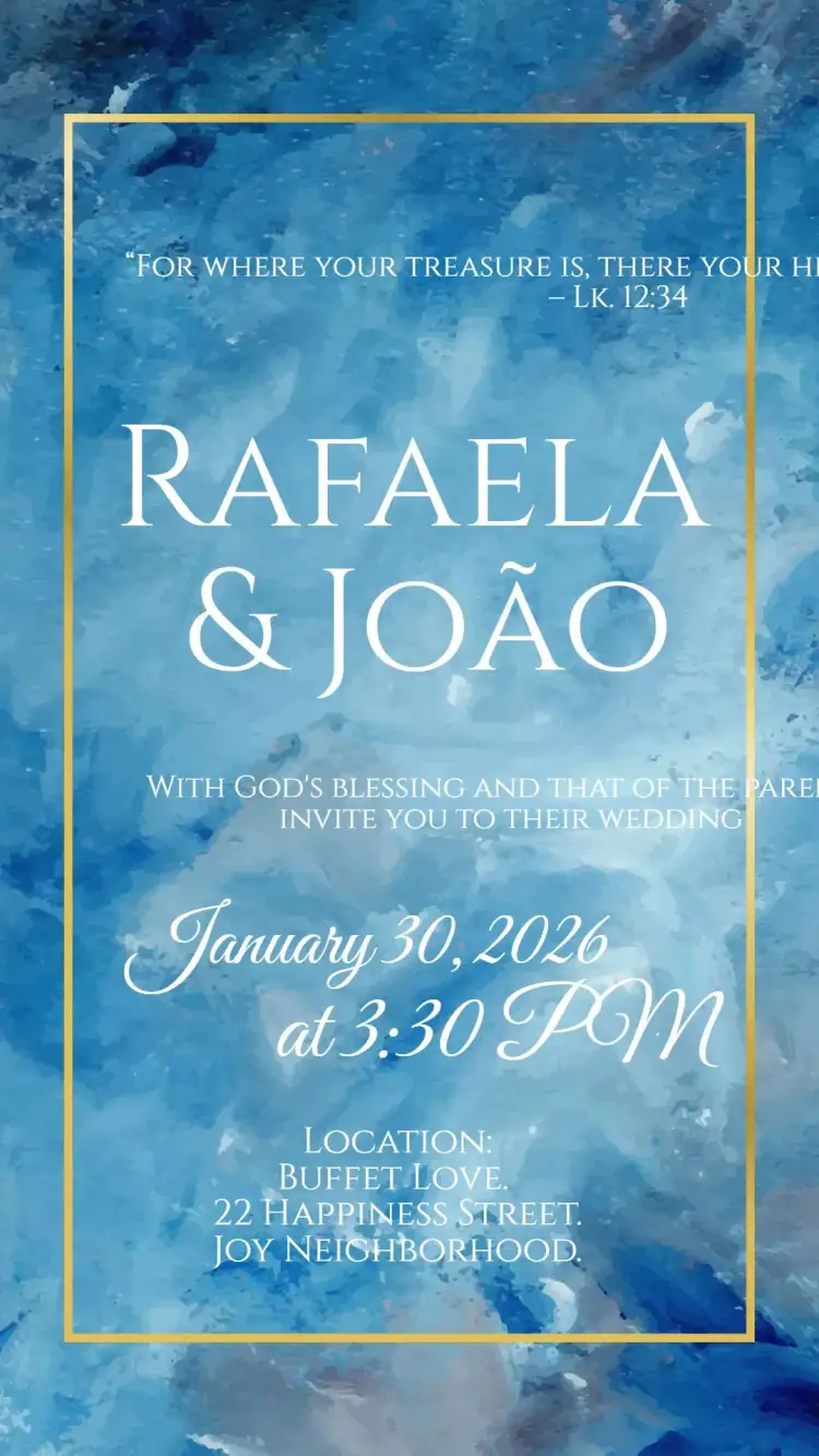 Invitation Serene Blue Watercolor Wedding – Wedding theme watercolor, serenity blue, golden, delicate, romantic, modern