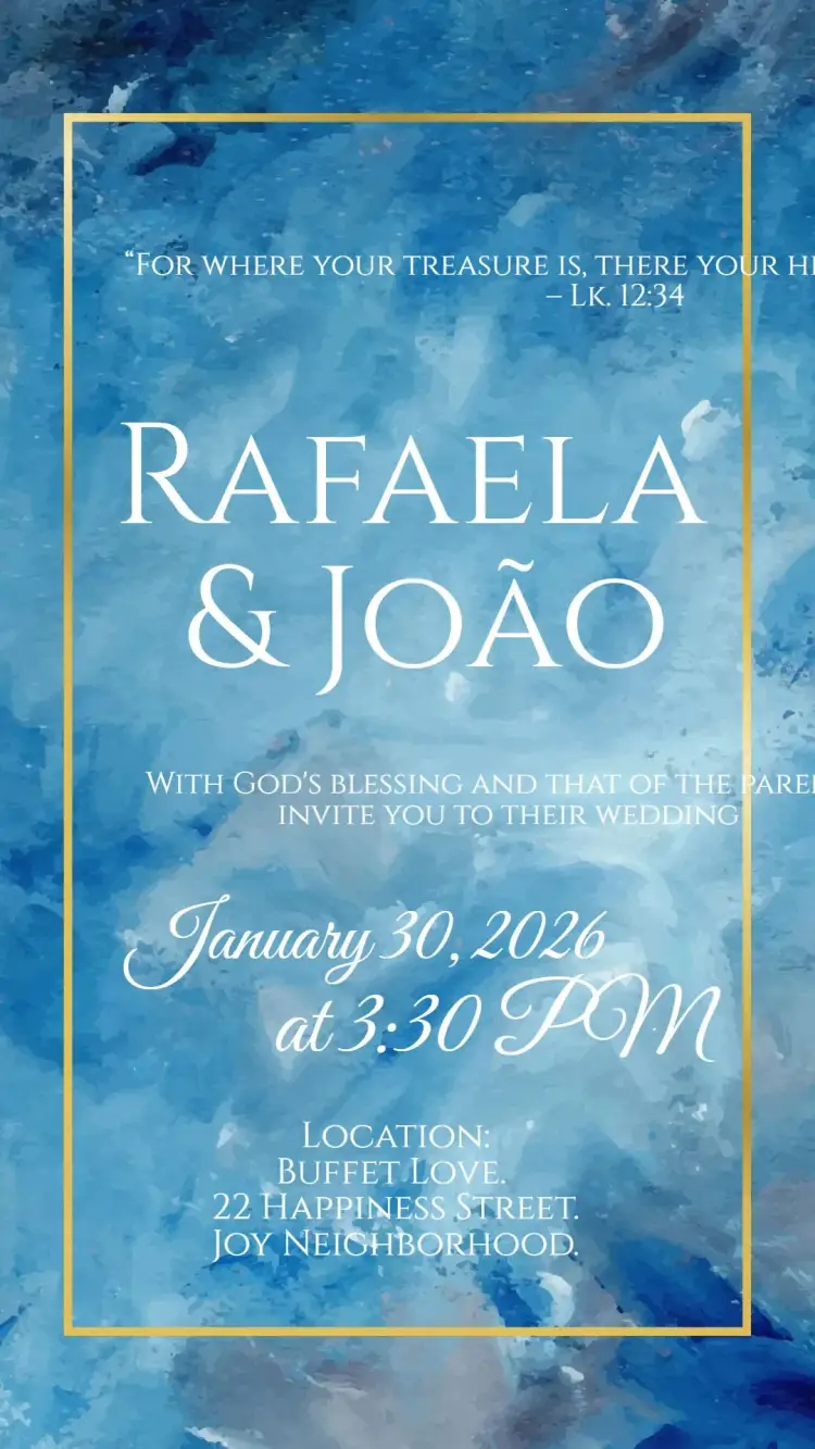 Invite Serene Blue Watercolor Wedding editable and customizable