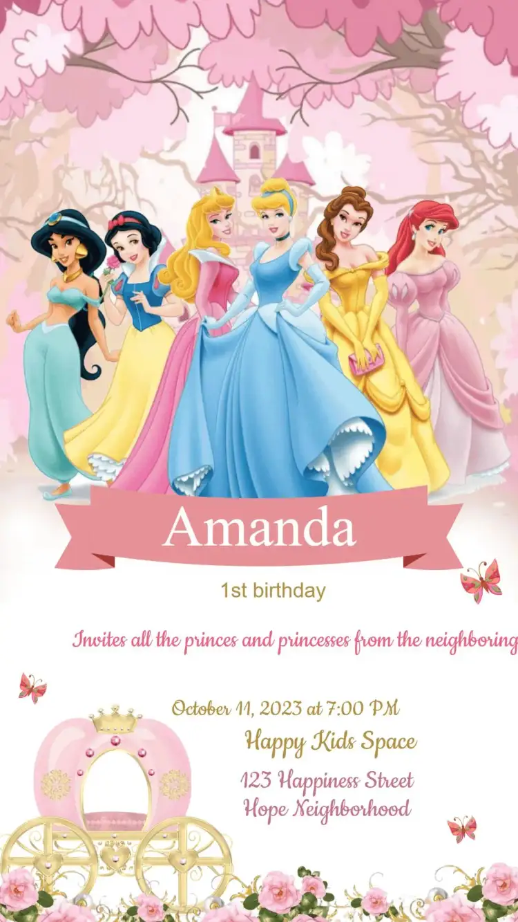 Disney Princesses Birthday Invitation