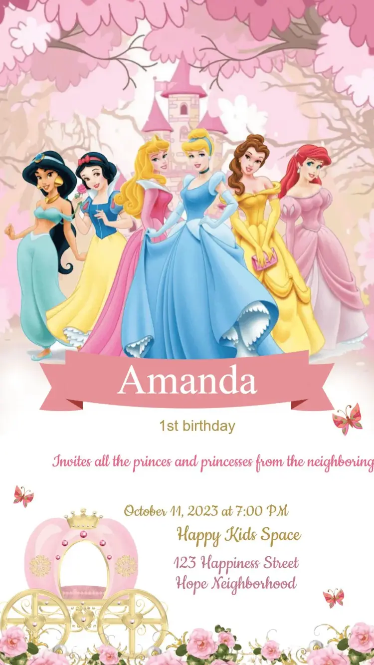 Disney Princesses Birthday Invitation