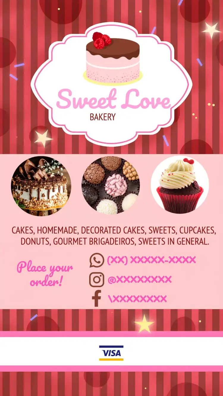 Invitation Business Card Bakery Post – Most searched for theme sweet, colorful, floral, modern, fun, minimalist