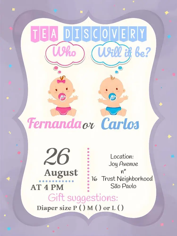 Baby Gender Reveal Tea Digital invitation