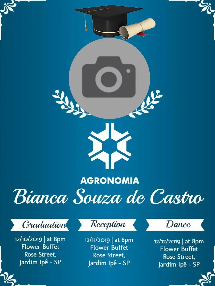 Invitation Agriculture Graduation With Graduate Photo – Graduation theme blue, modern, elegant, graduation, minimalist