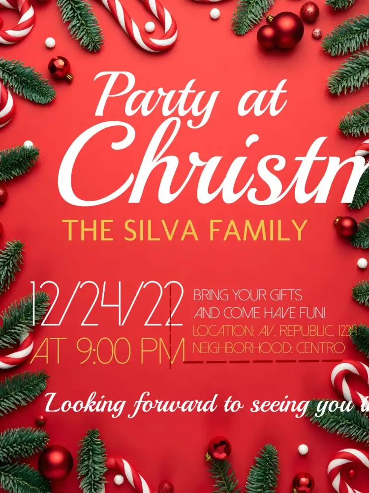Invitation Green Christmas Party – Commemorative Dates theme green and white, minimalist, festive, modern, tropical, classic