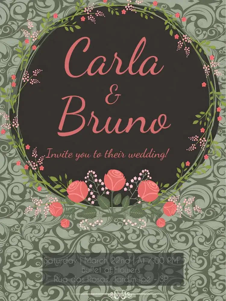 Invitation Floral Flowers Wedding – Wedding theme floral, romantic, green, pink, natural, elegant