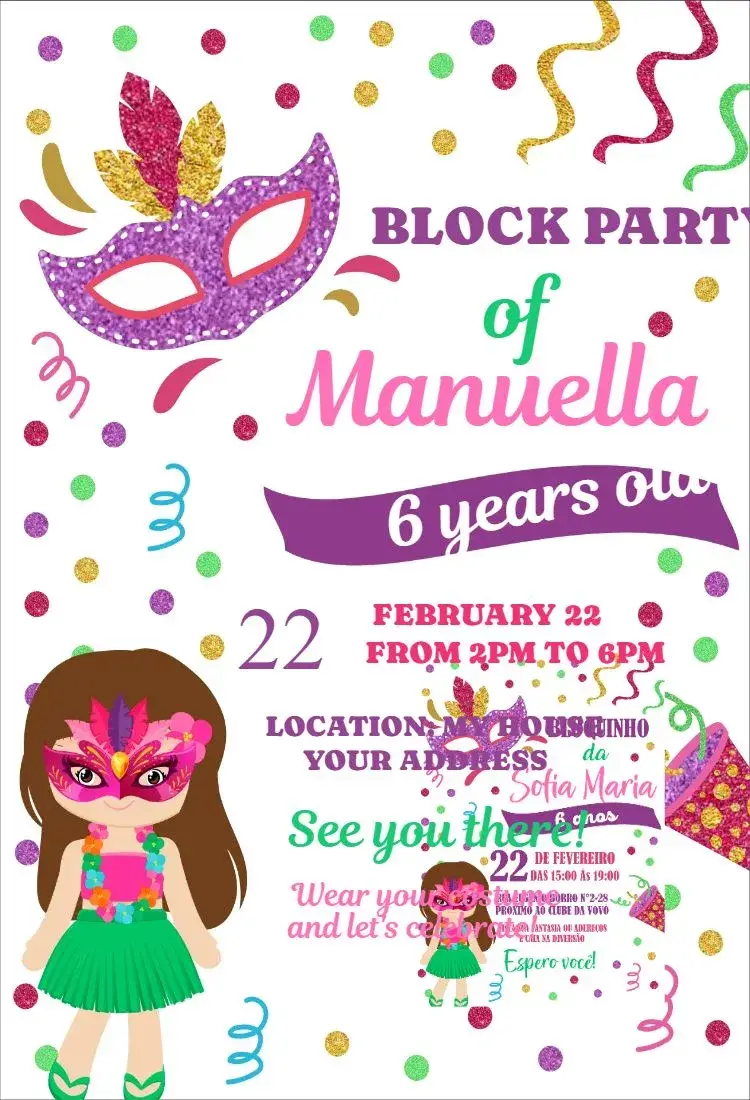 Invite Carnival Block 1 editable and customizable