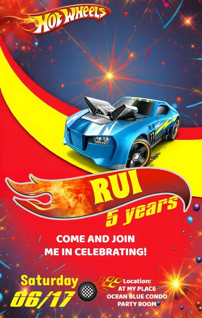 Red Hotwheels invitation