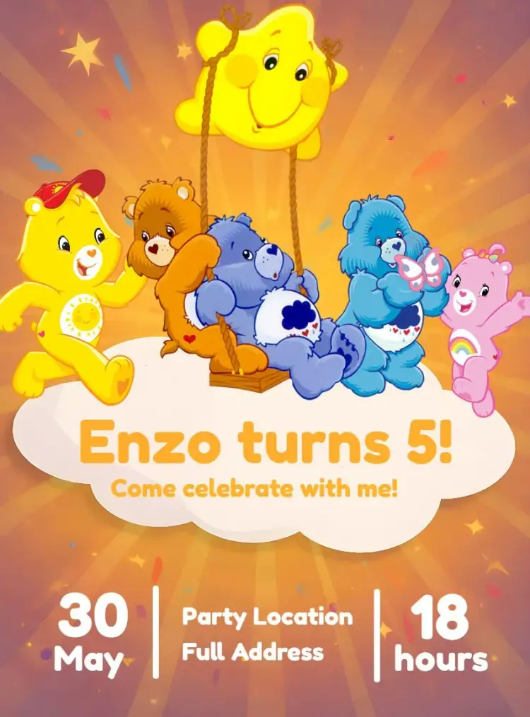 Care Bears Party invitation