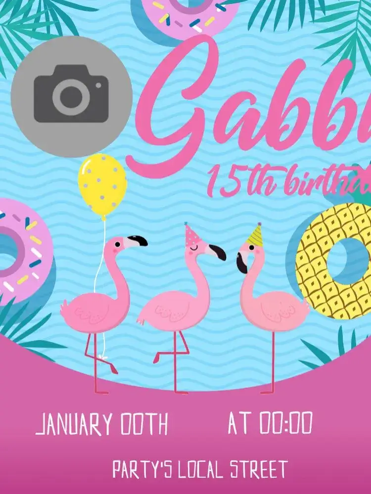 Invitation Delicate Flamingo – Kids' Birthday Party theme tropical, modern, delicate, colorful, beach