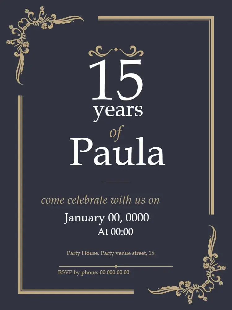 Invite Delicate 15th Birthday editable and customizable