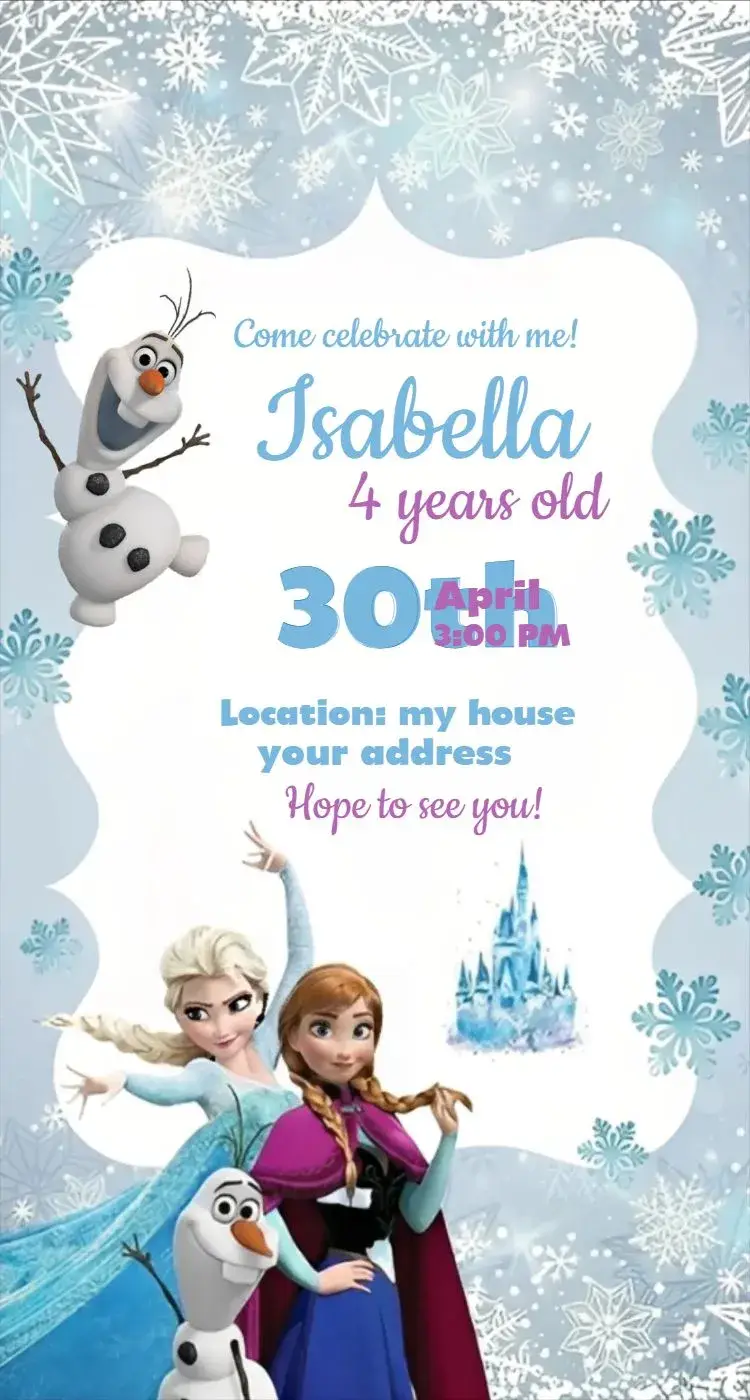 Invite Frozen 7 editable and customizable