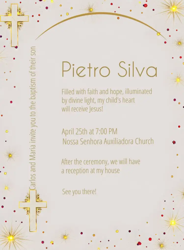 Invitation Elegant Golden White Baptism – Baptism theme elegant, golden, white, modern, religious, subtle