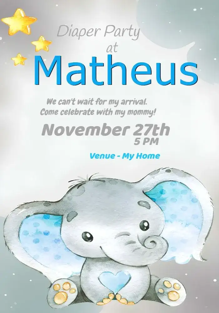 Elephant Watercolor Baby Shower