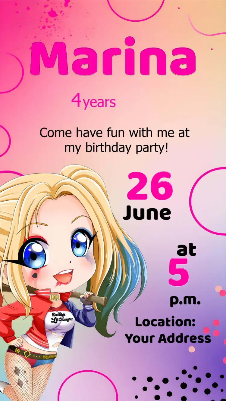 Harley Quinn invitation