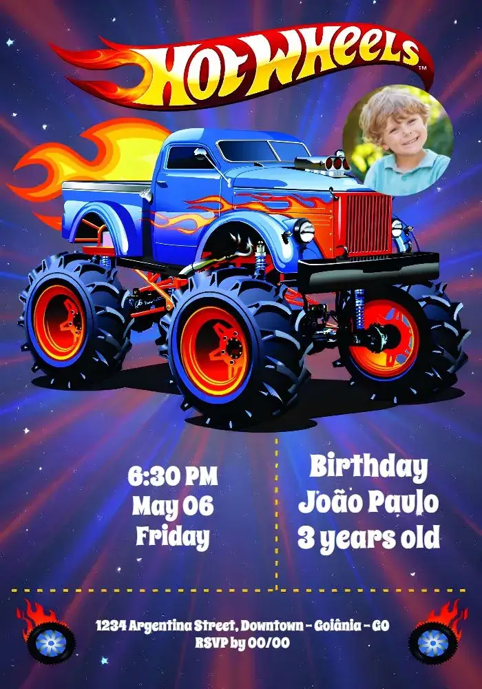 Hotwheels With Car Photo invitation