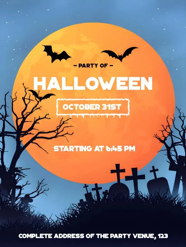 Blue Halloween invitation