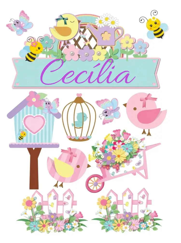 Invitation Enchanted Garden – Cake topper theme floral, colorful, magical, natural, fantasy, childlike