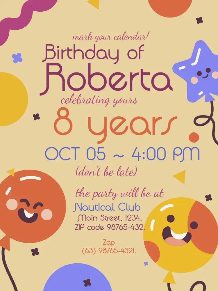 8 Years Fun Celebration invitation