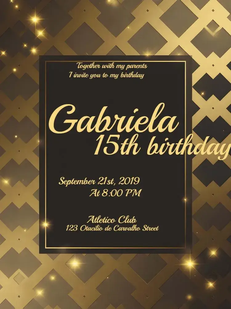 15 Years Chanel - Black and Gold Luxury invitation