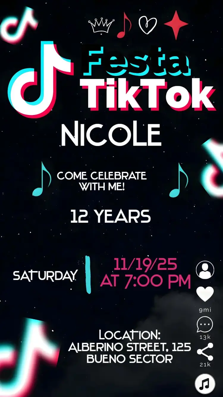 Invite Tik Tok editable and customizable
