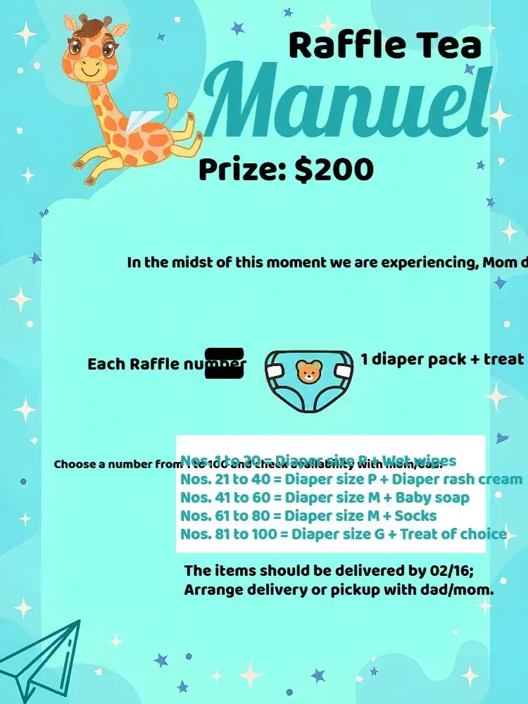 Invitation White Little Giraffe Tea Raffle – Raffle Tea theme light blue, white, playful, childlike, modern, themed