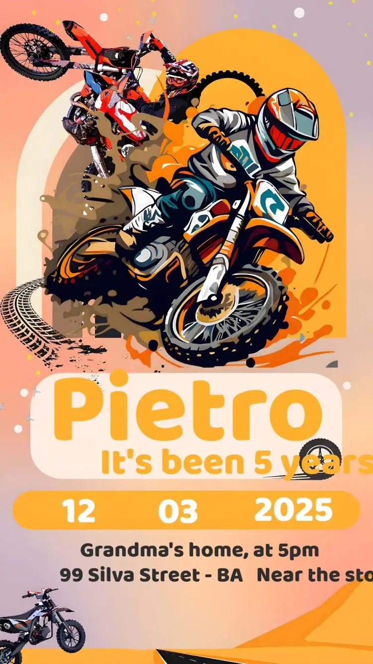 Invitation Moto/ Motocross Route – Most searched for theme yellow, white, modern, adventure, themed, sporty