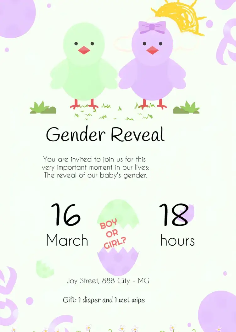 Invitation Duck Gender Reveal Tea Party – Gender Reveal theme playful, colorful, childlike, modern, fun