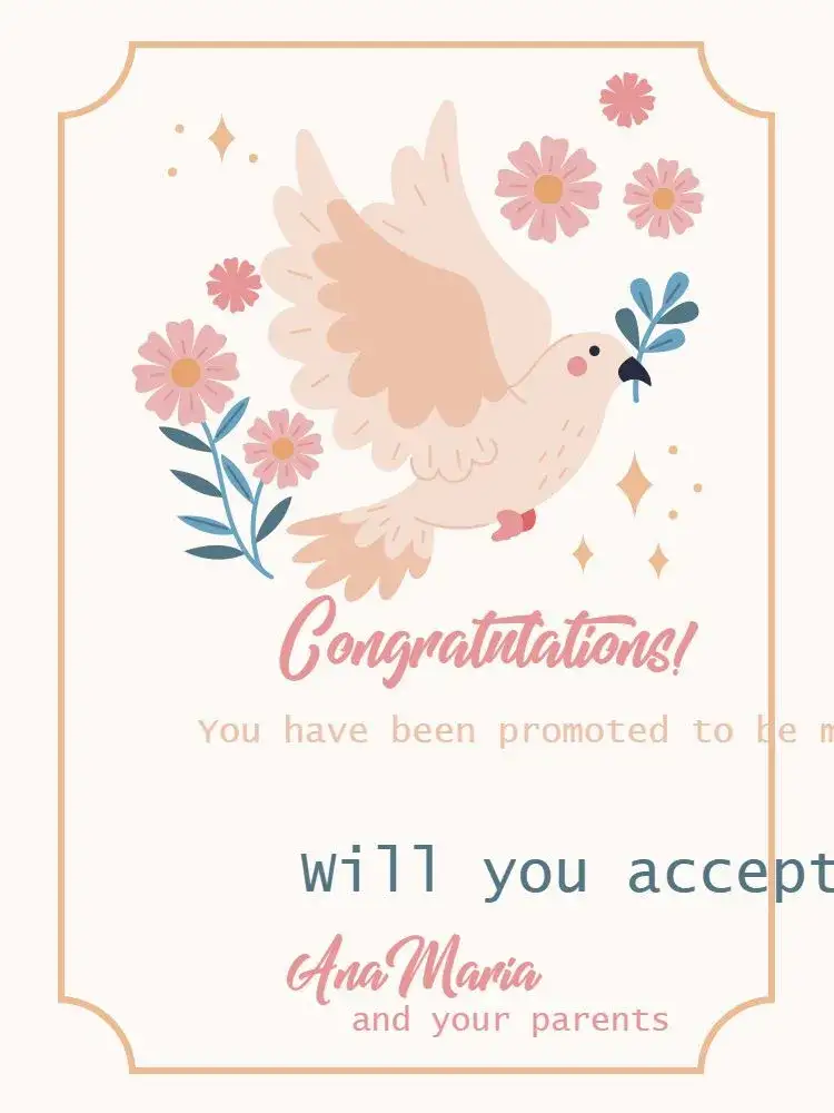 Invitation For Delicate Beige Floral Baptism Godparents – Diaper Shower theme floral, delicate, beige and pink, playful, modern, religious