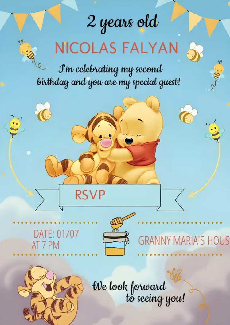 Winnie the Pooh Kids invitation