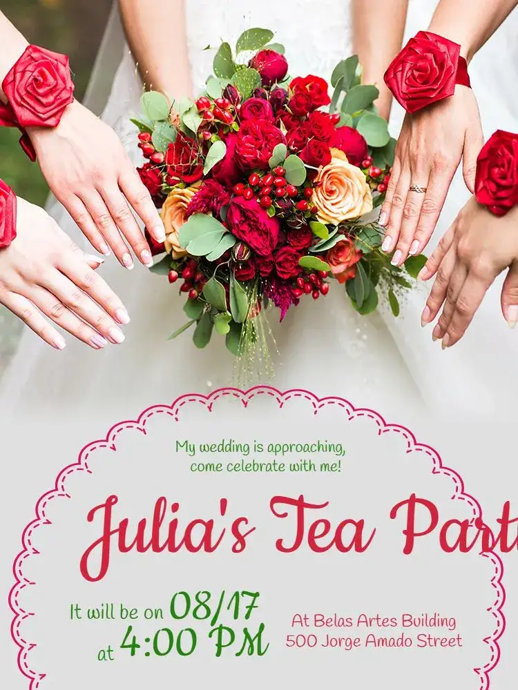Invitation Bridal Shower - Friends Hands Style – Bridal Shower theme floral, romantic, modern, colorful, delicate, homely
