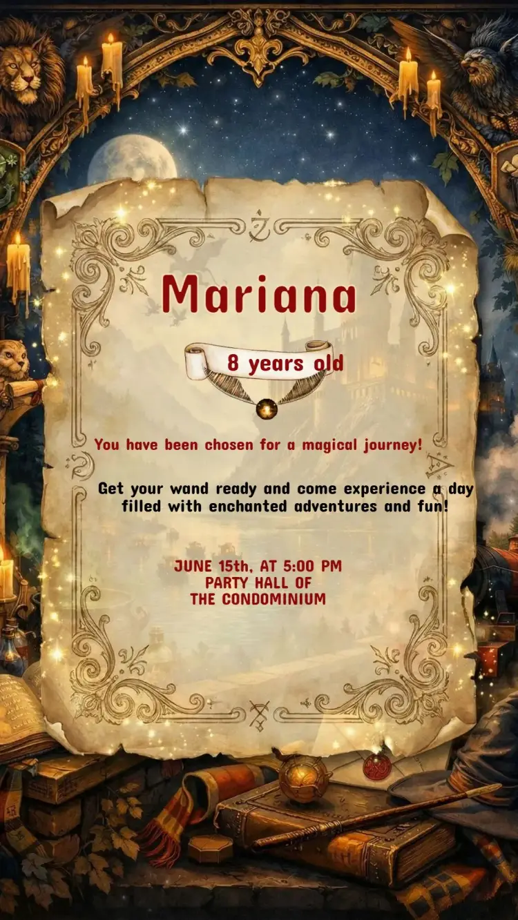 Harry Potter Kids Birthday Invitation
