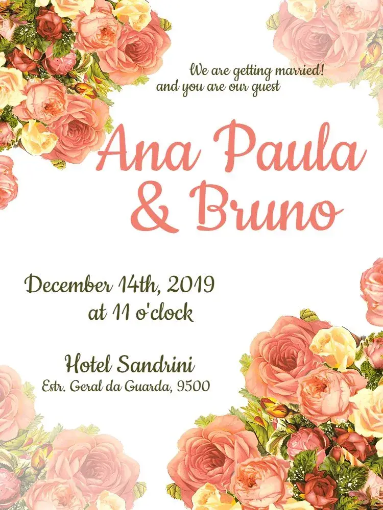 Floral Wedding - Roses Flowers invitation