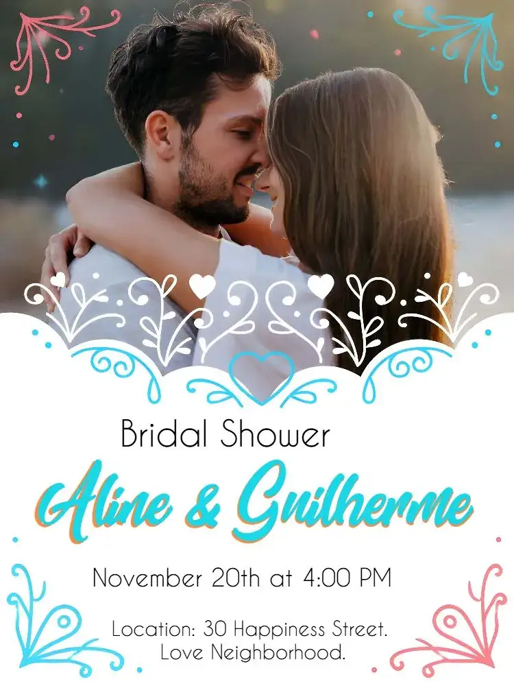 Invitation Bridal Shower With Couple Photo – Bridal Shower theme minimalist, romantic, modern, clean, serenity blue, white