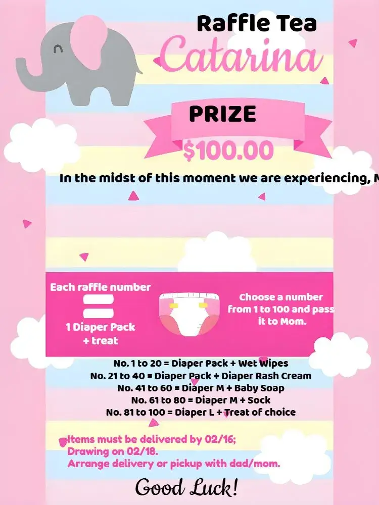 Elephant Diaper Raffle Tea Party Raffle/Tea invitation