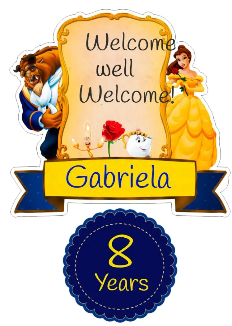 Invitation Top Of Cake The Beauty And The Beast Colorful – Baptism theme colorful, childish, fairies, illustrations, fantasy, fairy tales