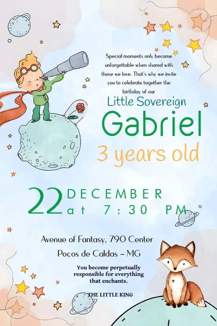 The Little Prince Children's invitation