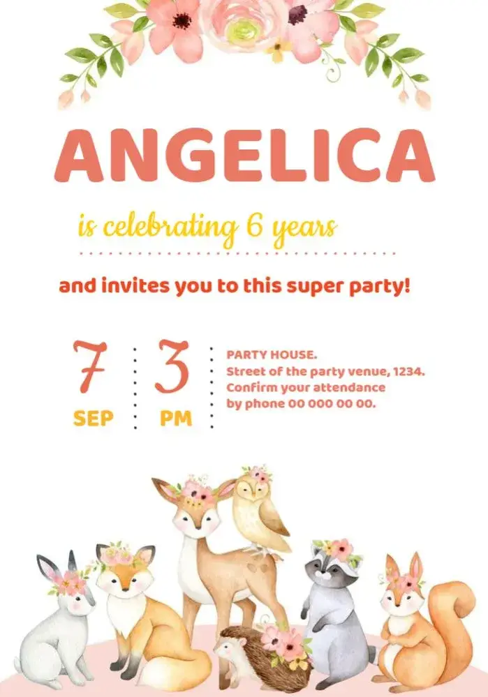 Forest Animals Party Edit Celebration invitation