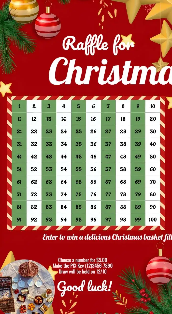 Invitation Christmas Pix Prize Draw Raffle – Tickets theme festive, Christmas-themed, modern, colorful, cheerful, fun