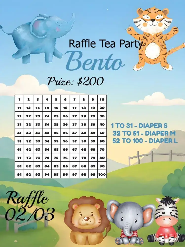 Invite Safari Raffle Tea Party editable and customizable