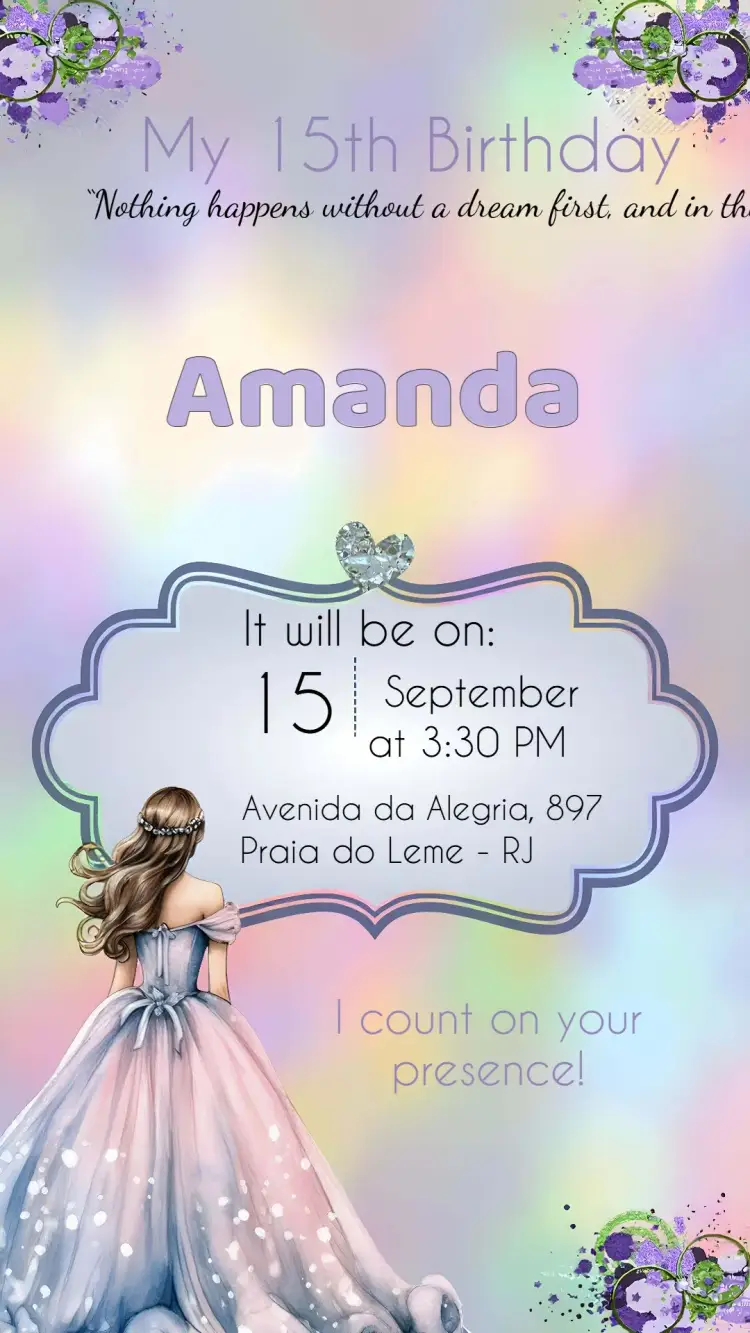 Invite Blue Quinceañera 15 Years editable and customizable