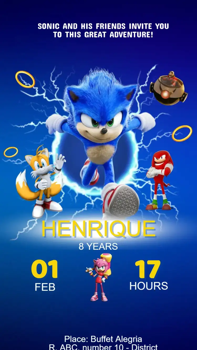 Sonic Birthday Invitation